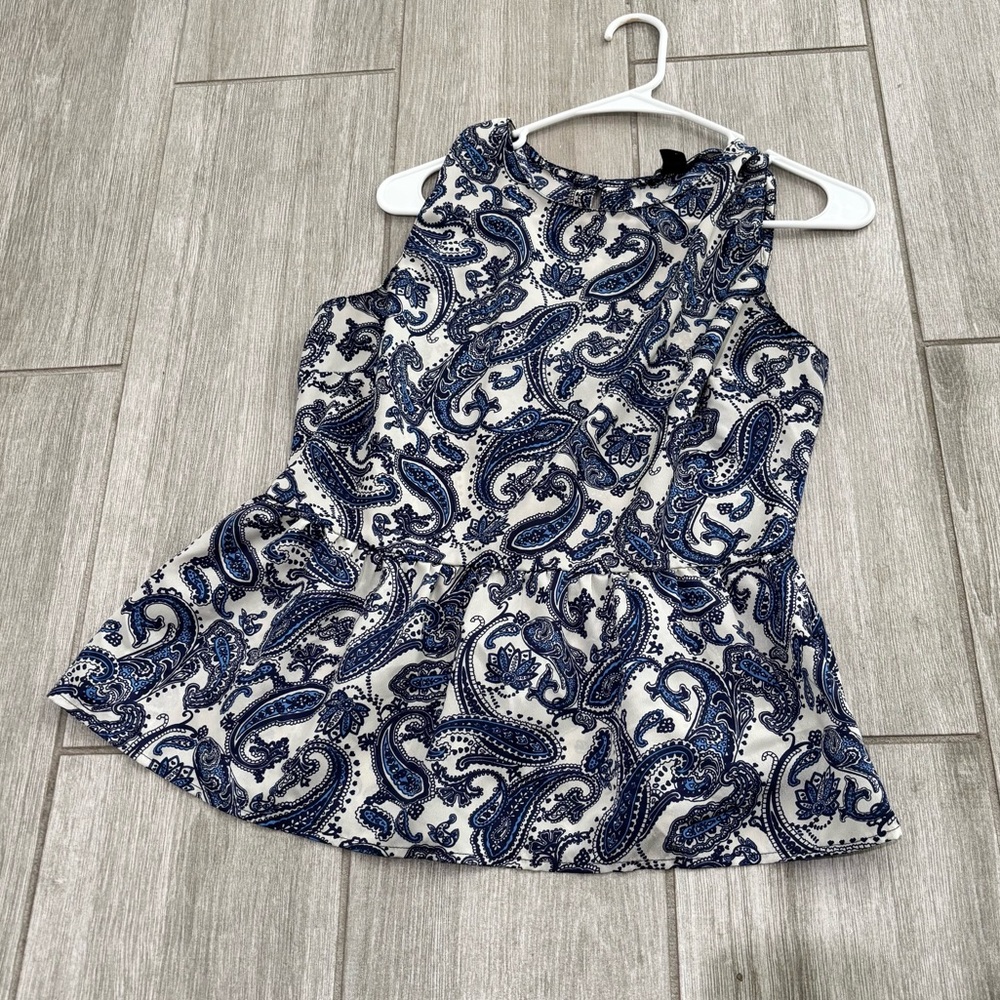 Forever 21 Navy and White Paisley Tank Top